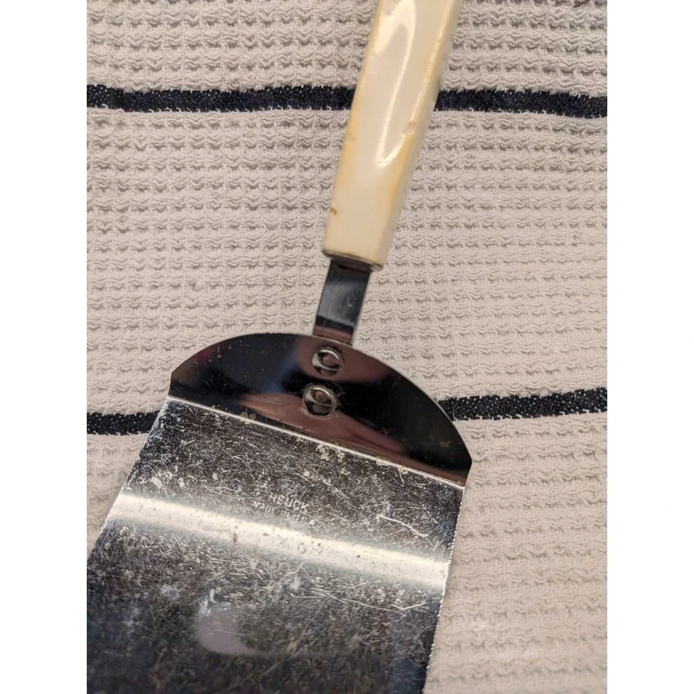 Vintage Heuck Stainless Steel Spatula Cream Melamine Retro Mid-Century